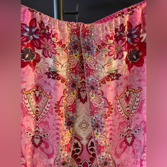 Camilla Silk Pink Paisley Embellished Skirt Size M - Picture 3 of 6